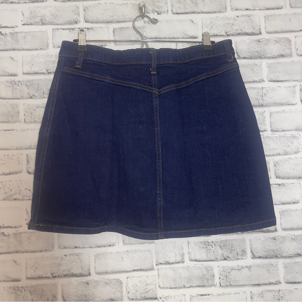 Gap Button Front Dark Denim Stretch Mini Skirt 12 - image 2